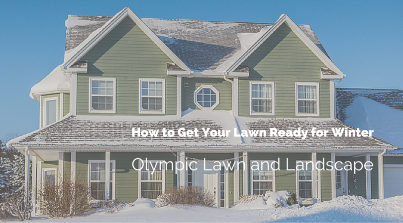 Snow covered home with text how to get your lawn ready for winter KC Landscape Curbing